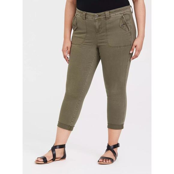 torrid Pants - NWT Torrid Crop Twill Military Pants Olive Green Utility Women's Plus Size 26